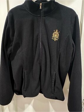 Vintage Ralph Lauren Black Fleece Jacket with Crest Logo
